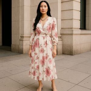chinese dress ladies Kate and Lily Long Sleeve Yellow Floral Dress  RefindStyle